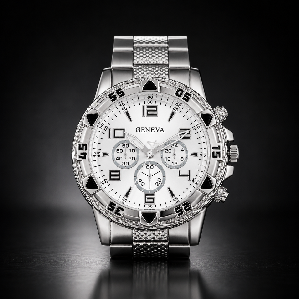 Silver Prestige – Luxury Stainless Steel Chronograph Watch