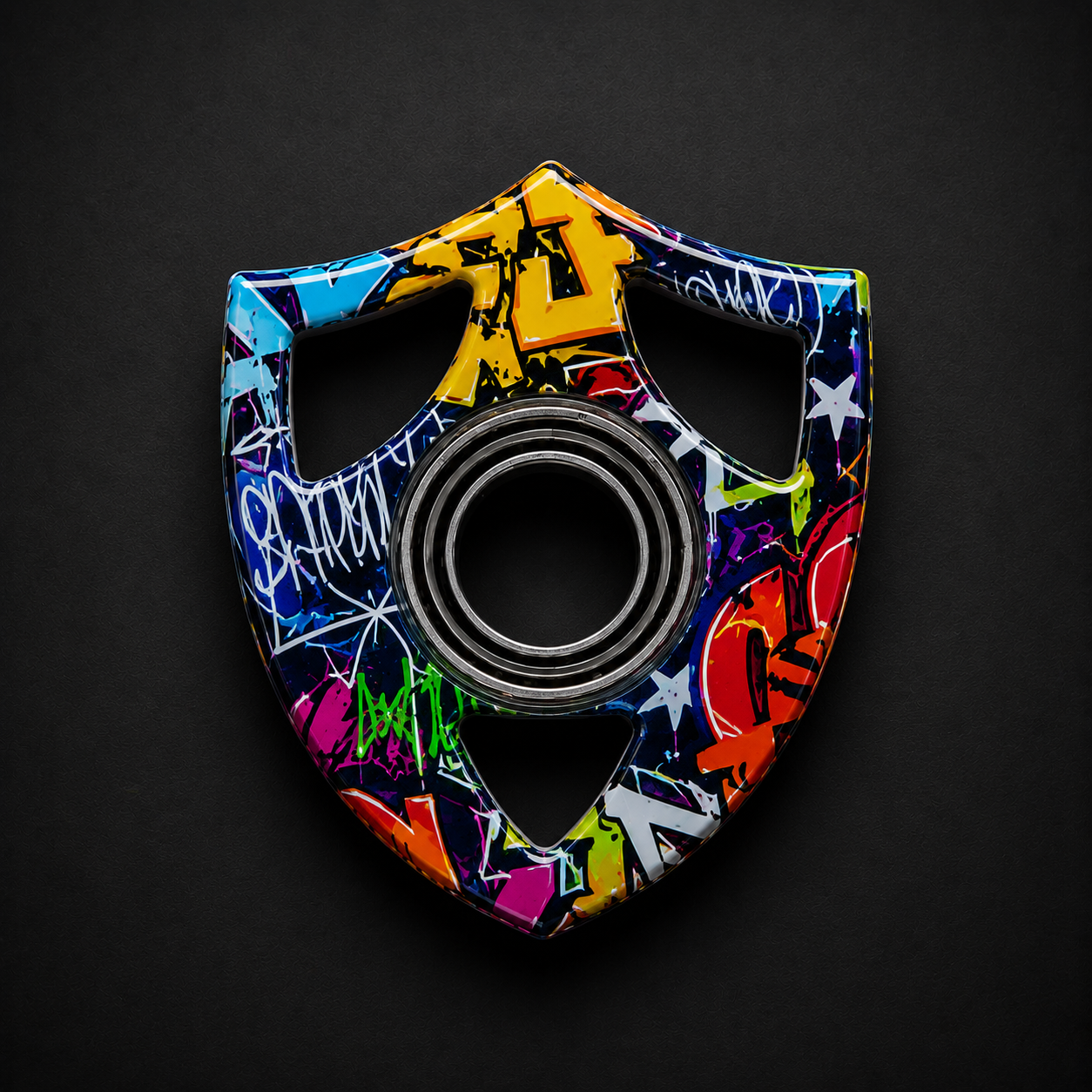 Graffiti Shield Spinner Keychain